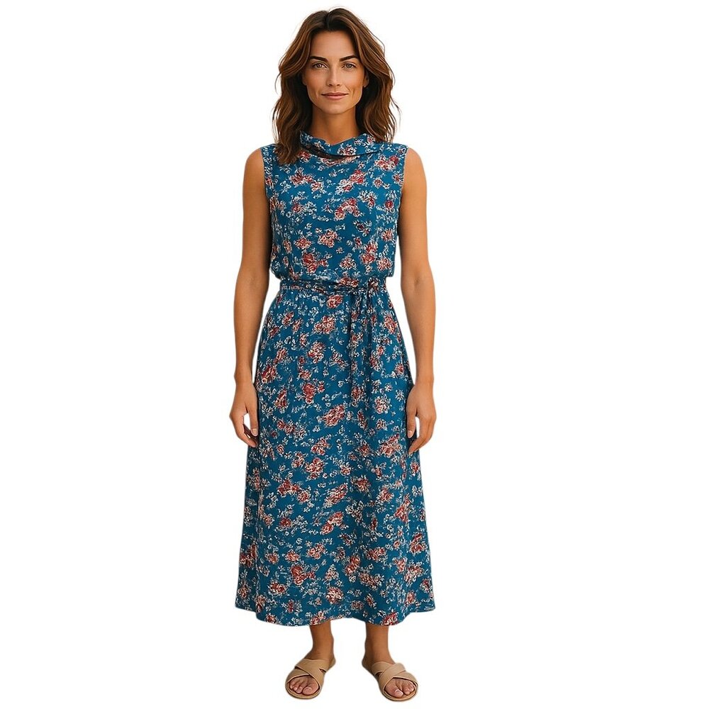 Shein Kimono Maxi Dress-Size M-Sleeveless-Floral Pattern-Straight Line